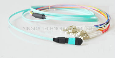Multimode MTP MPO Cable OM3 10G Flat OFNR Ribbon Cable Assembly 12Fibers