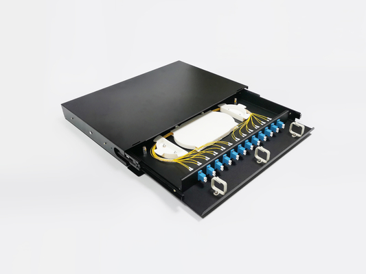 kaufen 12 Häfen Kerne der 19 Zoll-Gestell-Berg Slding-Faser-Optikschalttafel-1U LC UPC des Duplex-24 Online-Herstellung