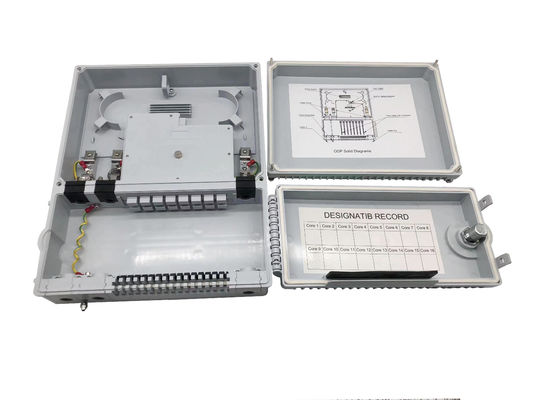 16 Ports FTTH 1*8 PLC Splitter Optical Distribution Box IP65 Indonesien Telecom 2 Türen Grau