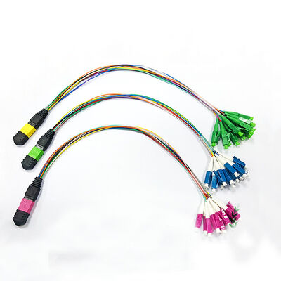 12-Kern-MPO-LC Multimode-Faseroptik-Pflasterkabel 0,9 mm für MPO-Kassetten und modulare Gehäuse